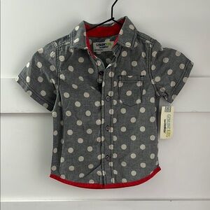 OSH KOSH | NWT Genuine Target Osh Kosh Polka Dot ‘Vintage Wash’ Button Down 3T